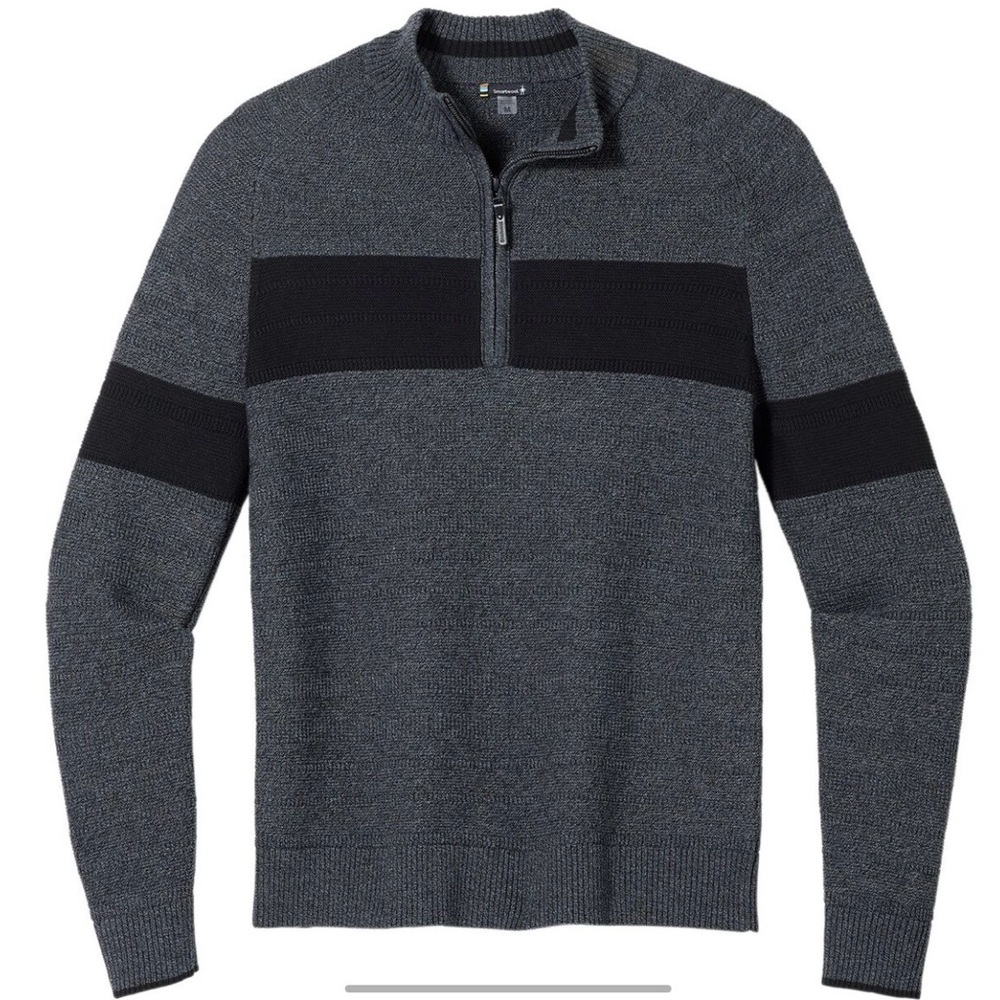 Mens Smartwool Ripple Ridge Stripe Half Zip Sweater Size Large Like NEW